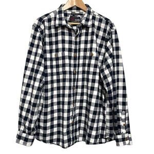 Vintage Old Navy Flannels Shirt‎ Navy Blue Check Western Casual Size XXL